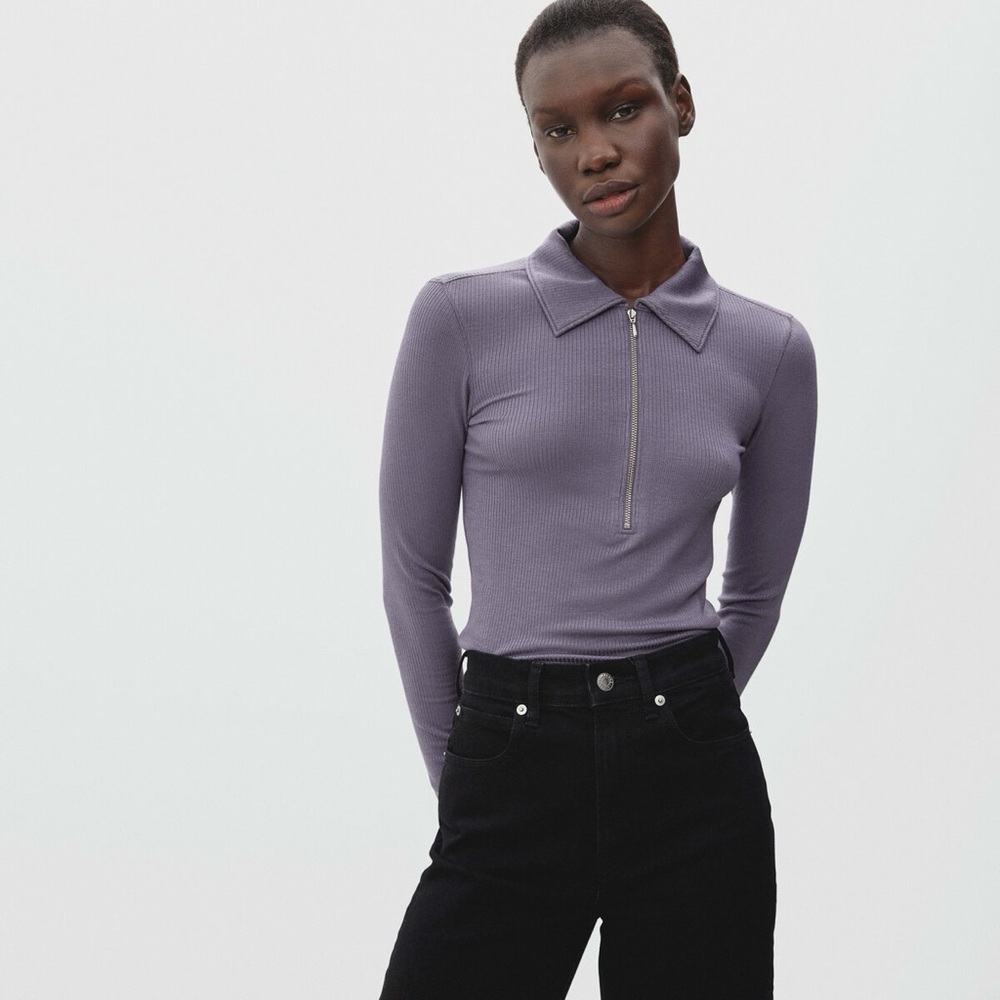 Everlane super soft zip polo XXS, dark plum
